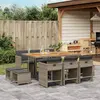 Image de vidaXL Ensemble à manger de jardin 11pcs avec coussins gris poly rotin
