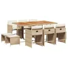 Image de vidaXL Ensemble à manger de jardin et coussins 11 pcs beige poly rotin