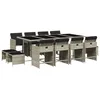 Image de vidaXL Ensemble à manger de jardin et coussins 13 pcs gris clair rotin