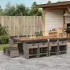 Image de vidaXL Ensemble à manger de jardin coussins 13 pcs gris résine tressée
