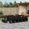 Image de vidaXL Ensemble à manger de jardin 15 pcs coussins noir résine tressée