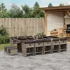 Image de vidaXL Ensemble à manger de jardin 15 pcs coussins gris résine tressée
