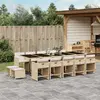 Image de vidaXL Ensemble à manger de jardin et coussins 15 pcs beige