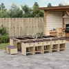Image de vidaXL Ensemble à manger de jardin et coussins 15 pcs mélange beige