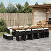 Image de vidaXL Ensemble à manger de jardin 15 pcs coussins noir résine tressée