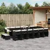 Image de vidaXL Ensemble à manger de jardin 17 pcs coussins noir résine tressée