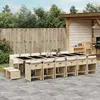 Image de vidaXL Ensemble à manger de jardin et coussins 17 pcs beige