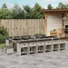 Image de vidaXL Ensemble à manger de jardin et coussins 17 pcs gris clair rotin