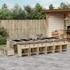 Image de vidaXL Ensemble à manger de jardin et coussins 17 pcs mélange beige