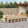 Image de vidaXL Ensemble à manger de jardin et coussins 17 pcs beige
