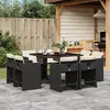 Image de vidaXL Ensemble à manger de jardin 9pcs coussins noir résine tressée