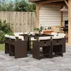 Image de vidaXL Ensemble à manger de jardin et coussins 9 pcs marron poly rotin