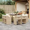 Image de vidaXL Ensemble à manger de jardin et coussins 9 pcs beige Poly rotin