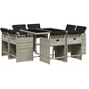 Image de vidaXL Ensemble à manger de jardin et coussins 9 pcs gris clair rotin