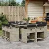 Image de vidaXL Ensemble à manger de jardin et coussins 9 pcs gris clair rotin