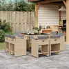 Image de vidaXL Ensemble à manger de jardin et coussins 9 pcs mélange beige