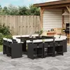 Image de vidaXL Ensemble à manger de jardin 11 pcs coussins noir résine tressée