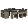 Image de vidaXL Ensemble à manger de jardin 11pcs avec coussins gris poly rotin