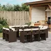 Image de vidaXL Ensemble à manger de jardin et coussins 11 pcs marron rotin