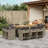 Image de vidaXL Ensemble à manger de jardin 11pcs avec coussins gris poly rotin