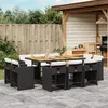 Image de vidaXL Ensemble à manger de jardin 11 pcs coussins noir résine tressée