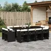Image de vidaXL Ensemble à manger de jardin 13 pcs coussins noir résine tressée