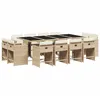 Image de vidaXL Ensemble à manger de jardin et coussins 13 pcs beige