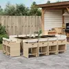 Image de vidaXL Ensemble à manger de jardin et coussins 13 pcs beige