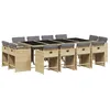 Image de vidaXL Ensemble à manger de jardin coussins 13 pcs mélange beige rotin