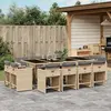 Image de vidaXL Ensemble à manger de jardin coussins 13 pcs mélange beige rotin