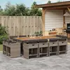 Image de vidaXL Ensemble à manger de jardin coussins 13 pcs gris résine tressée