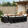 Image de vidaXL Ensemble à manger de jardin 13 pcs coussins noir résine tressée
