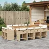 Image de vidaXL Ensemble à manger de jardin et coussins 13 pcs beige