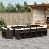 Image de vidaXL Ensemble à manger de jardin avec coussins 15 pcs marron rotin