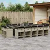 Image de vidaXL Ensemble à manger de jardin et coussins 15 pcs gris clair rotin