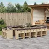 Image de vidaXL Ensemble à manger de jardin et coussins 15 pcs mélange beige
