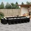 Image de vidaXL Ensemble à manger de jardin 17 pcs coussins noir résine tressée