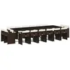 Image de vidaXL Ensemble à manger de jardin et coussins 17 pcs marron rotin