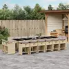 Image de vidaXL Ensemble à manger de jardin et coussins 17 pcs mélange beige