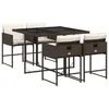 Image de vidaXL Ensemble à manger de jardin 5 pcs et coussins marron poly rotin