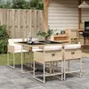 Image de vidaXL Ensemble à manger de jardin avec coussins 5pcs Beige poly rotin