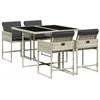 Image de vidaXL Ensemble à manger de jardin et coussins 5 pcs gris clair rotin