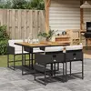 Image de vidaXL Ensemble à manger de jardin coussins 5pcs Noir Résine tressée