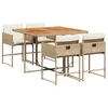 Image de vidaXL Ensemble à manger de jardin avec coussins 5pcs Beige poly rotin