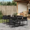 Image de vidaXL Ensemble à manger de jardin coussins 7pcs Noir Résine tressée