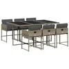 Image de vidaXL Ensemble à manger de jardin et coussins 7 pcs gris rotin