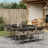 Image de vidaXL Ensemble à manger de jardin et coussins 7 pcs gris rotin