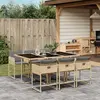 Image de vidaXL Ensemble à manger de jardin coussins 7 pcs mélange beige rotin