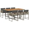 Image de vidaXL Ensemble à manger de jardin et coussins 7 pcs gris rotin