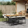 Image de vidaXL Ensemble à manger de jardin coussins 7pcs Noir Résine tressée